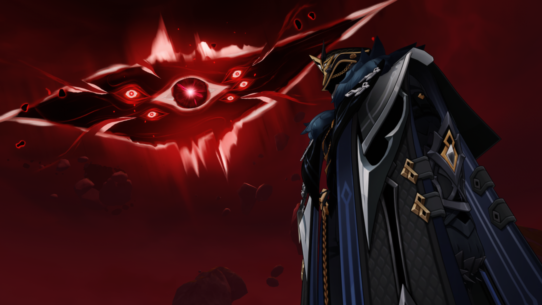 Genshin Impact in-game screenshot: Capitano looking up at Ronova